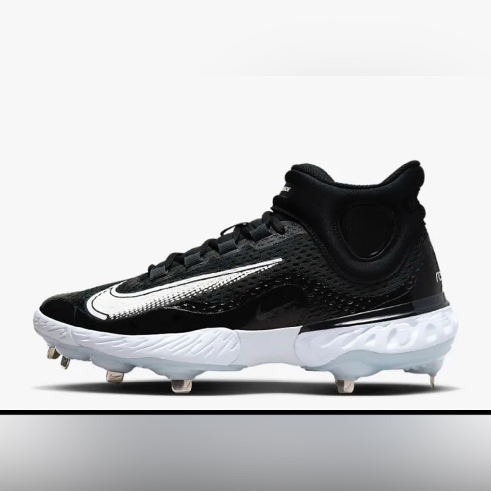 New Nike Alpha Huarache Elite 4 Mid Black Baseball Cleats DJ6520-001 Size 12 - Picture 2 of 10